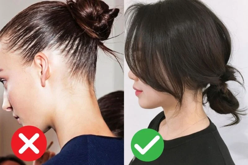 Buộc tóc quá chặt làm tóc bị kéo mạnh sẽ kích thích dầu nhờn tiết ra, từ đó gây bết tóc dầu nhanh hơn