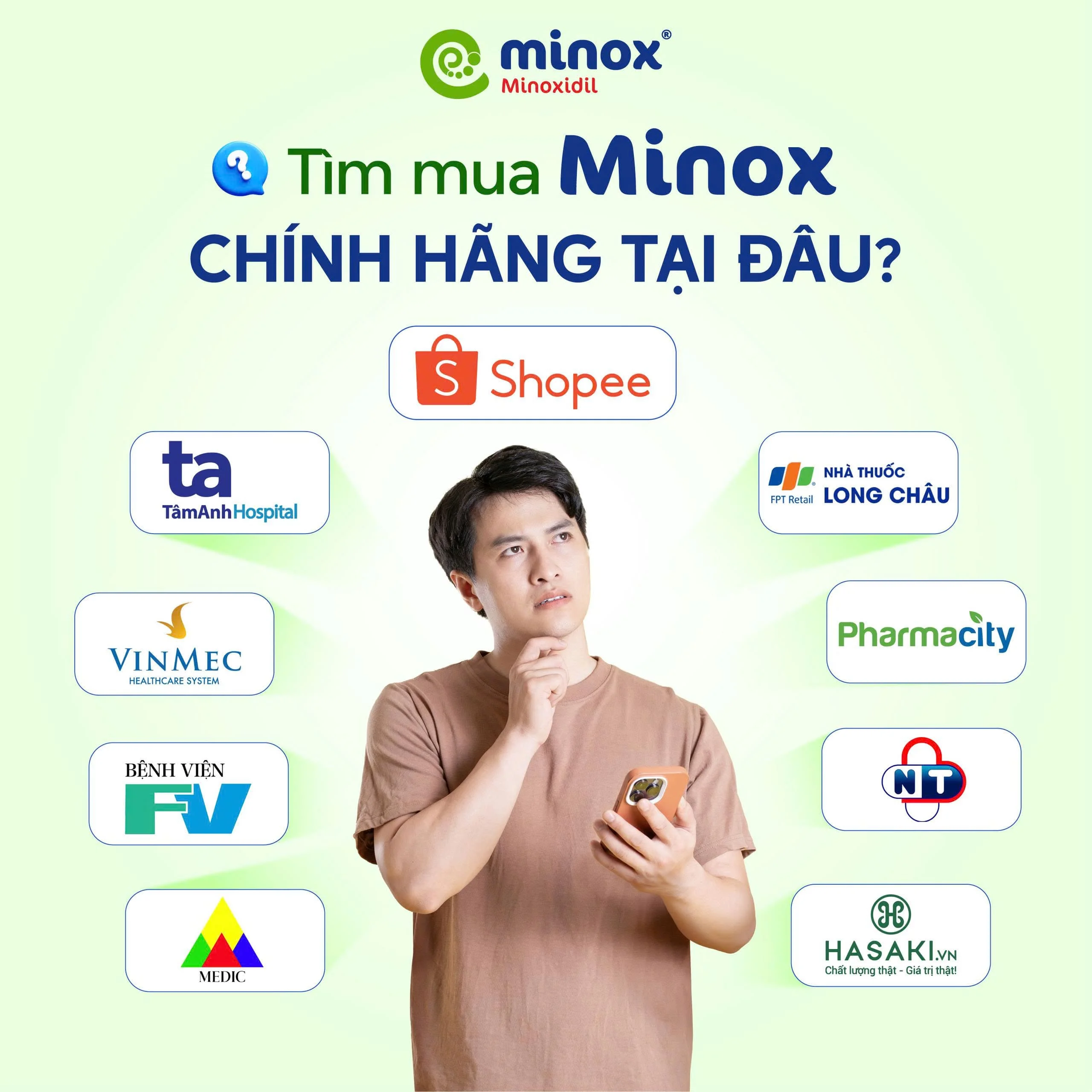 Minox hiện được phân phối rộng rãi tại nhiều hệ thống nhà thuốc và bệnh viện lớn trên toàn quốc