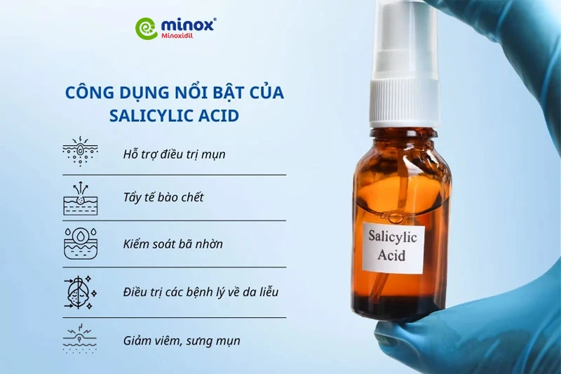 Nhờ khả năng loại bỏ bụi bẩn, tẩy tế bào chết, ngừa mụn,... nên Salicylic Acid được ứng dụng phổ biến trong ngành mỹ phẩm